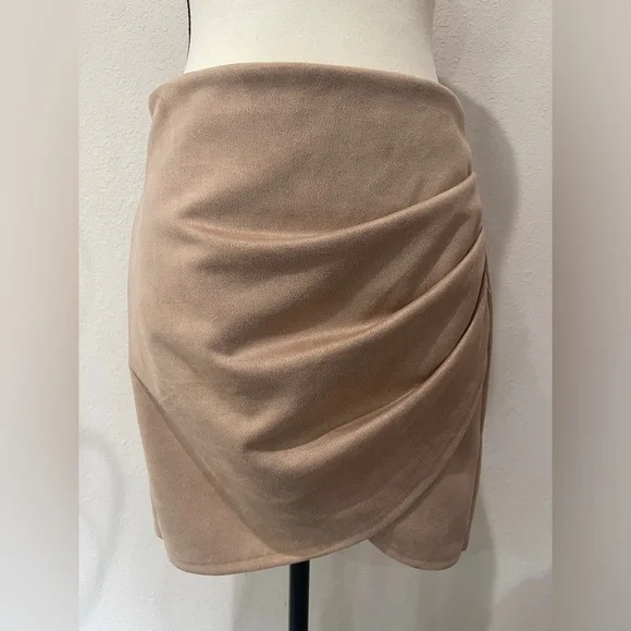 SHEIN BAE Wrap Faux Suede Skirt Side Zip Size Large 8/10 - Picture 6 of 11